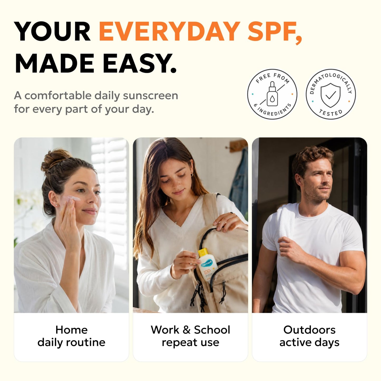 Derma B Everyday Sun Block Large Size Sunscreen SPF50+ PA++++ 6.71 Fl Oz, 200ml Fast-Absorbing Lightweight SPF Moisturizer, Facial Body Non-Sticky for Dewy Skin, Korean Protection Lotion