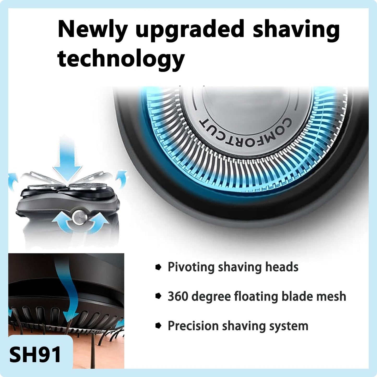 SH91/52 Replacement Heads for Philips Norelco Shaver Series 9000,s9000 Prestige(SP98xx) Electric Shaver,SH91 Precision Blades Compatible with Norelco 9000 Replacement Heads