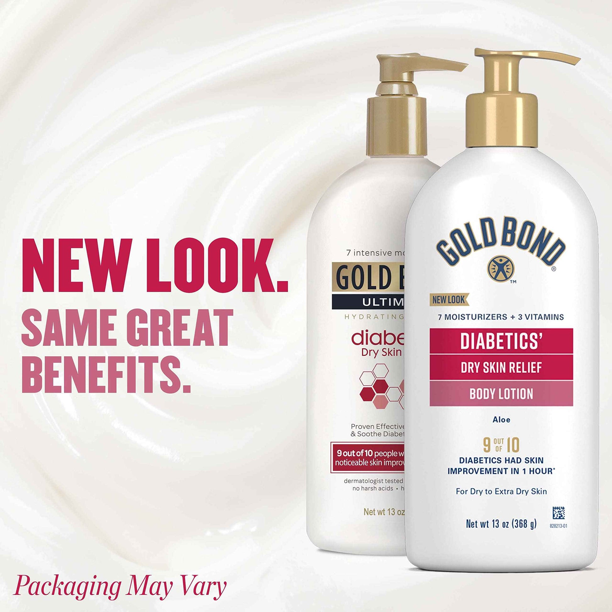 Gold Bond Diabetics' Dry Skin Relief Body Lotion, 13 oz. & Foot Cream, 3.4 oz. Bundle for Dry, Rough Skin