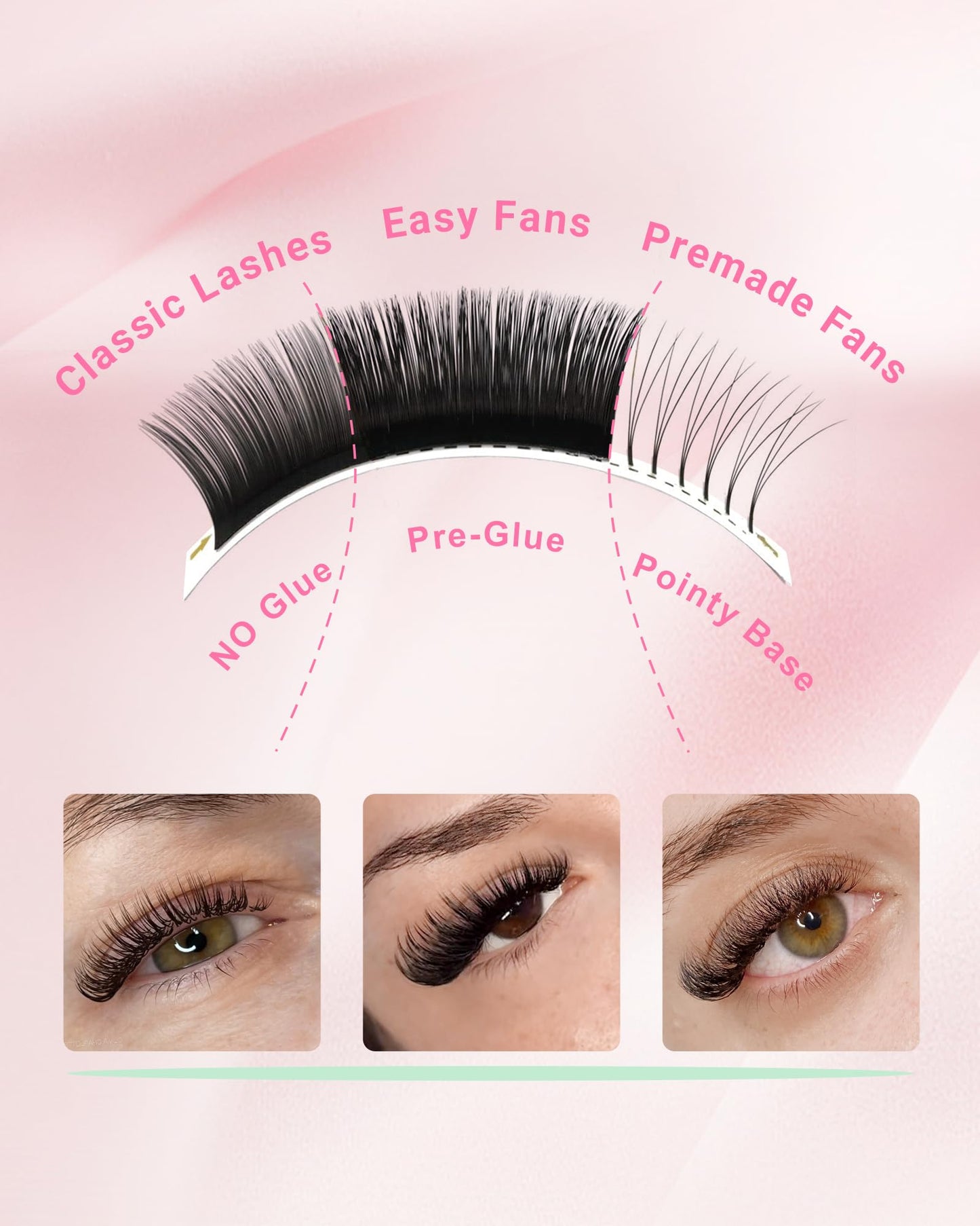 NAGARAKU Easy Fan Eyelash Extensions Volume Lashes 5 Trays in 1 Pack Easy Fanning Pestañas Lash Extension Rapid Blooming Soft Clusters for Beginners Beauty Salon (0.05 D Curl 8-15mm Mix)