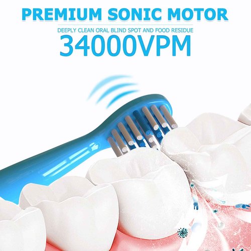 Kids Sonic Electric Toothbrush, Rechargeable Smart Toothbrush for Children Toothbrush for Toddlers Boys Girls Age 3-12 with 30s Reminder, 2 Mins Timer, 6 Modes, 6 Brush Heads, Wall-Mounted Holder