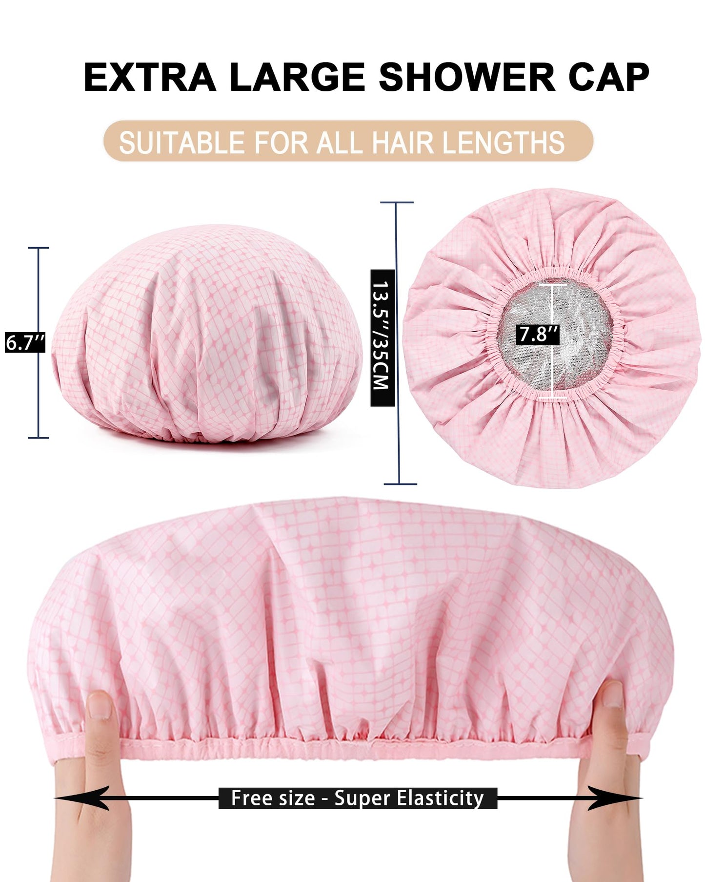 YIZIJIZI 2 Pieces Heat Cap for Deep Conditioning, Conditioning Cap Made of Aluminum Foil for Home and Salon Use, Hair Dyeing（pink）