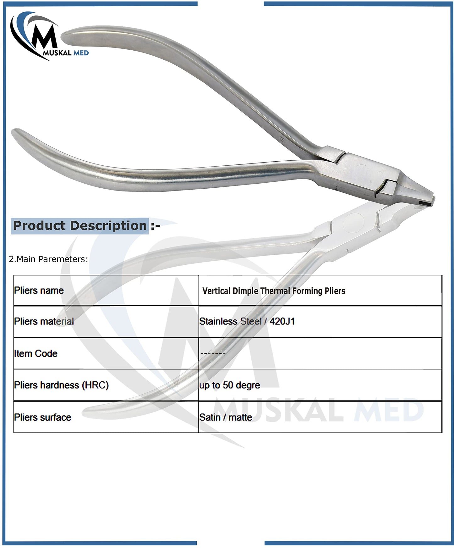 VISION TEK MED Orthodontic Dental Vertical Dimple Pliers Thermal Forming Retainer Clear Aligner Braces Plier