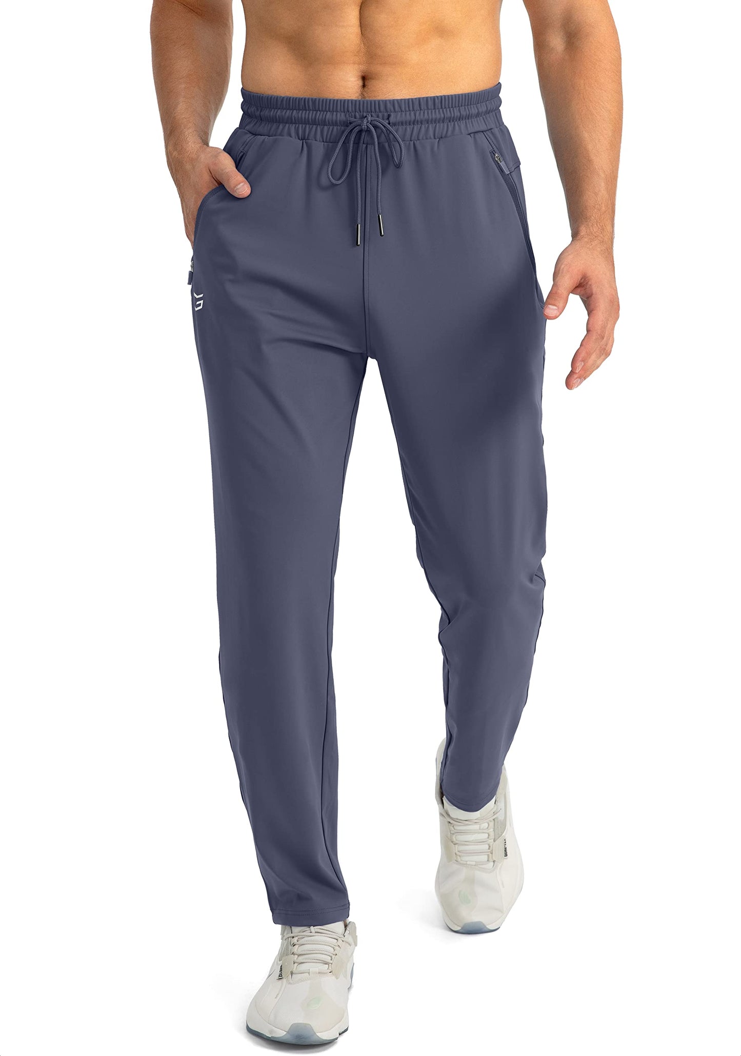G Gradual Men's Sweatpants with Zipper Pockets Tapered Joggers for Men Athletic Pants for Workout, Jogging, Running (Dusty Blue, Large)