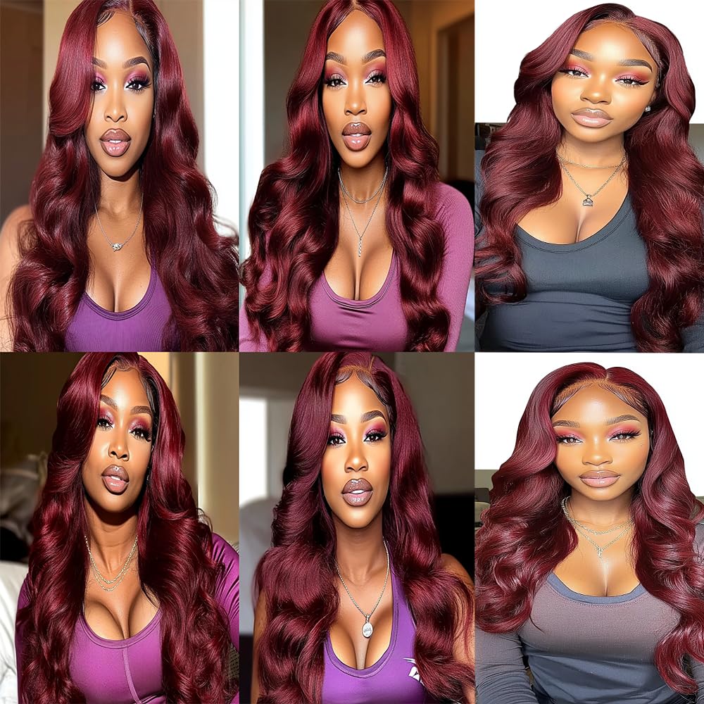 BilltiiWW Burgundy Body Wave Human Hair Bundles 12 12 12 Inch