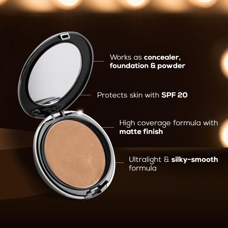 RENEE Pro HD 3-IN-1 Compact - Ivorie, Compact Powder, Concealer & Foundation, SPF 20, Matte Finish, High Coverage, Ultralight & Silky Smooth Finish For All Skin With Vitamin E, C & Aloe Vera (Beige)