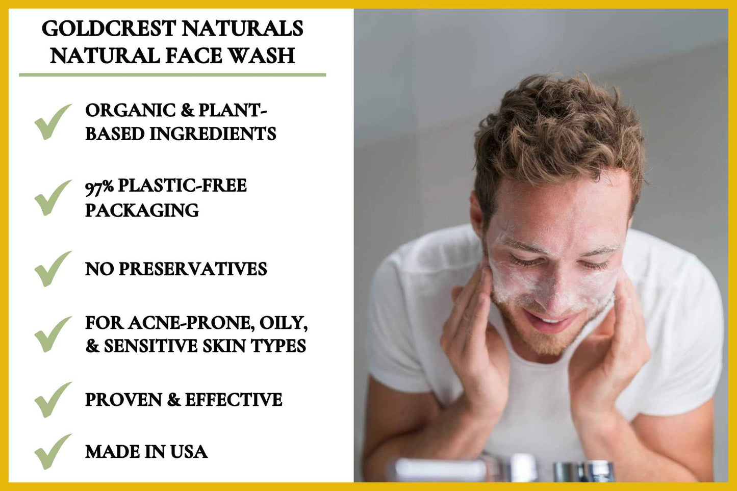 Goldcrest Naturals Natural Face Wash Powder–Waterless Cleanser for Acne-Prone, Oily, Sensitive Skin–Cruelty-Free, Plant-Based, Preservative-Free–Gently Exfoliates with Organic Neem & Niacinamide, 2oz