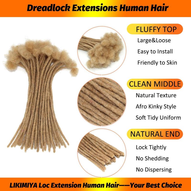 613# Bleach Blonde Loc Extensions Human Hair 0.4 cm 6 Inch 30 Strands Dreads Extensions Human Hair Locs Extensions Dreadlocks Extensions for Men Women Kids Full Handmade Permanent Real Human Hair Locs