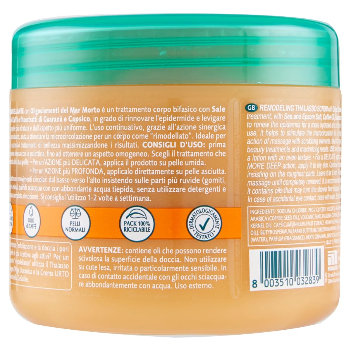 Geomar Thalasso Scrub Rimodellante 600 g, Remodeling 21.1 Oz Made in Italy [Italian import]