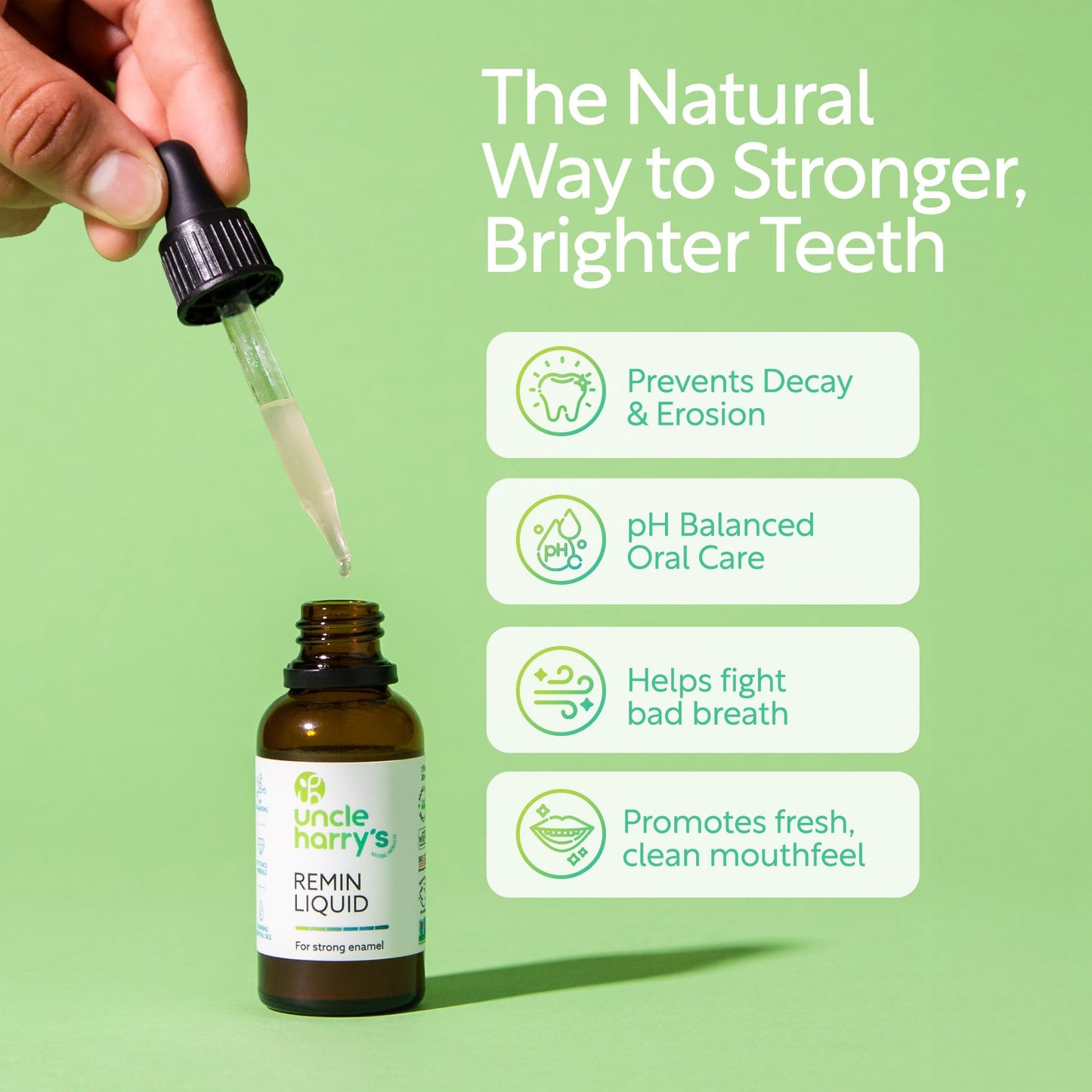 Uncle Harry's Natural & Fluoride-Free Remineralization Liquid for Tooth Enamel - Freshens Breath & Strengthens Teeth (2 Pack, 1 oz.)