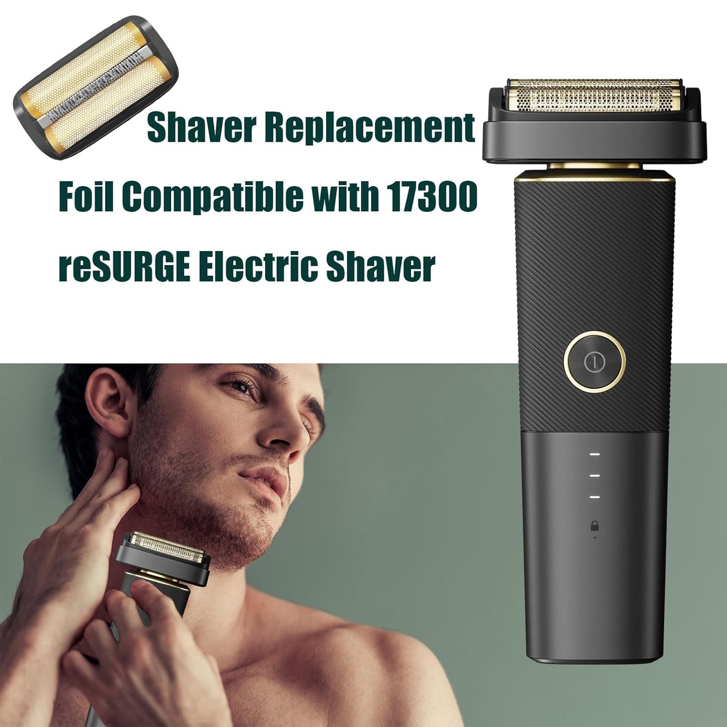 Shaver Replacement Foil & Inner Cutters - Compatible with Andis 17300 reSURGE Electric Shaver | 2 Pack, Black