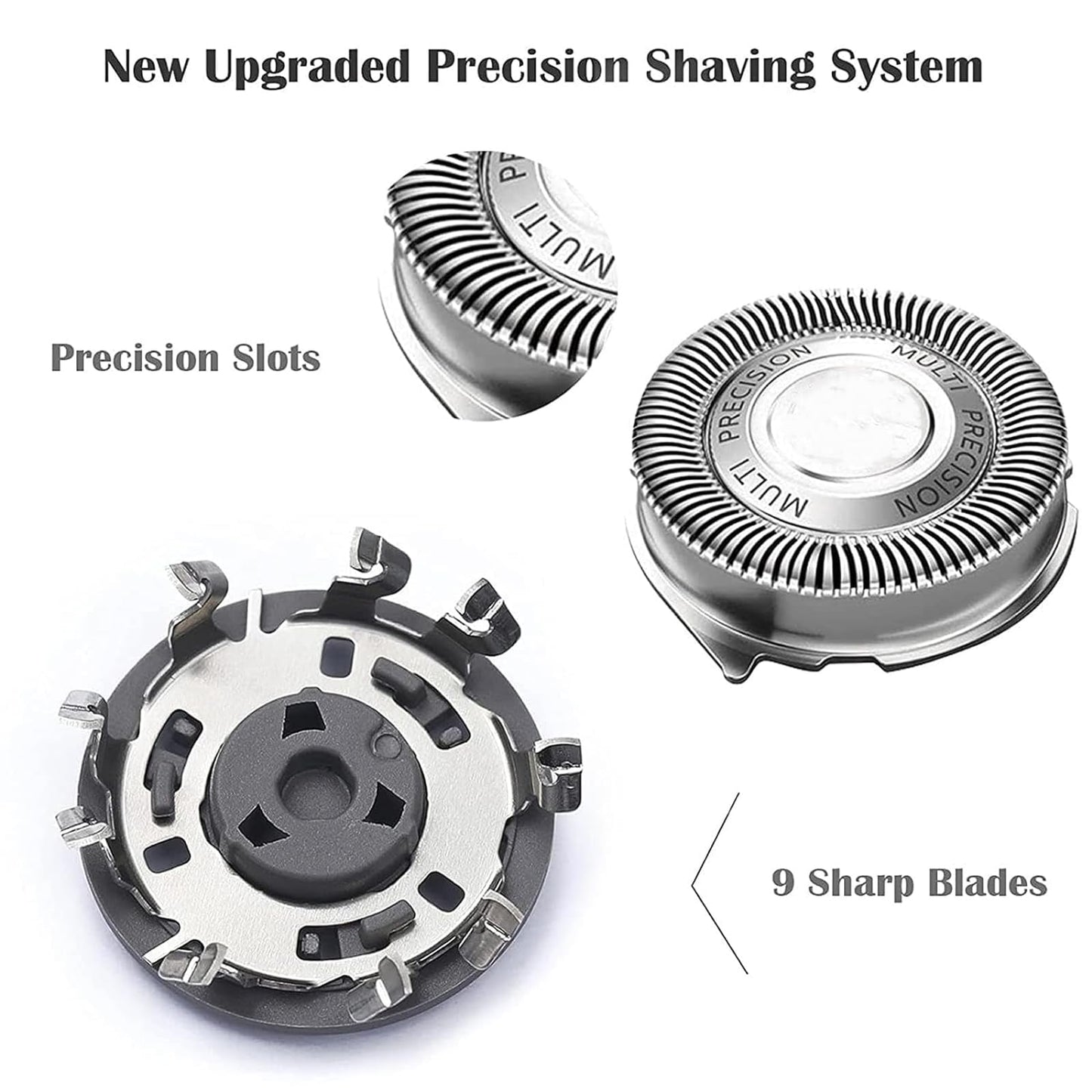 SH50/52 Replacement Heads Fit for Series 5000 Electric Shaver, Replacement Blades Head Fit for Series 5000 (S5xxx), ATXX (S5xxx), PTXX (PT8xx, PT7xx), 9-Pack with Brush