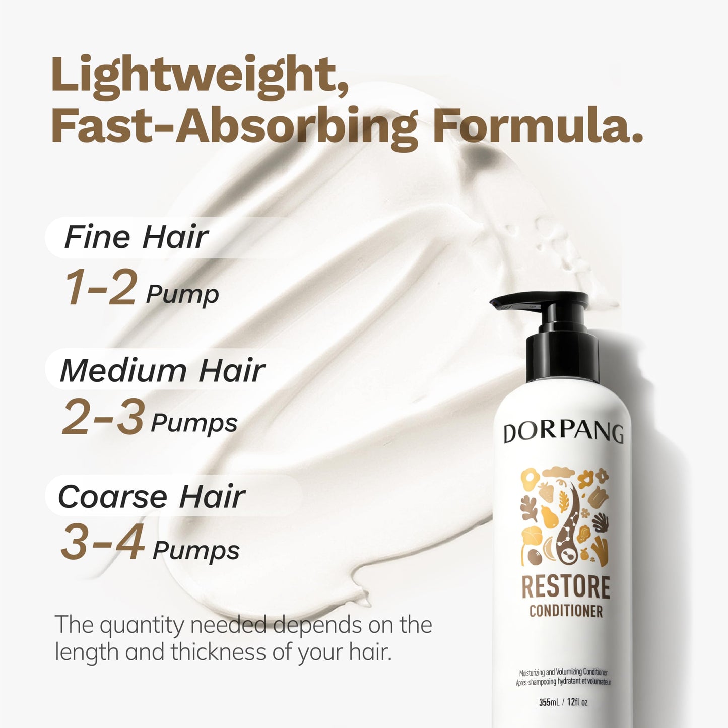 DORPANG Deep Conditioner for Damaged Hair, Hair Mask Keratin Treatment with KeraMatch™, Repairs Split Ends Moisturizing & Volumizing, Lightweight Color Safe Formula 12 fl oz