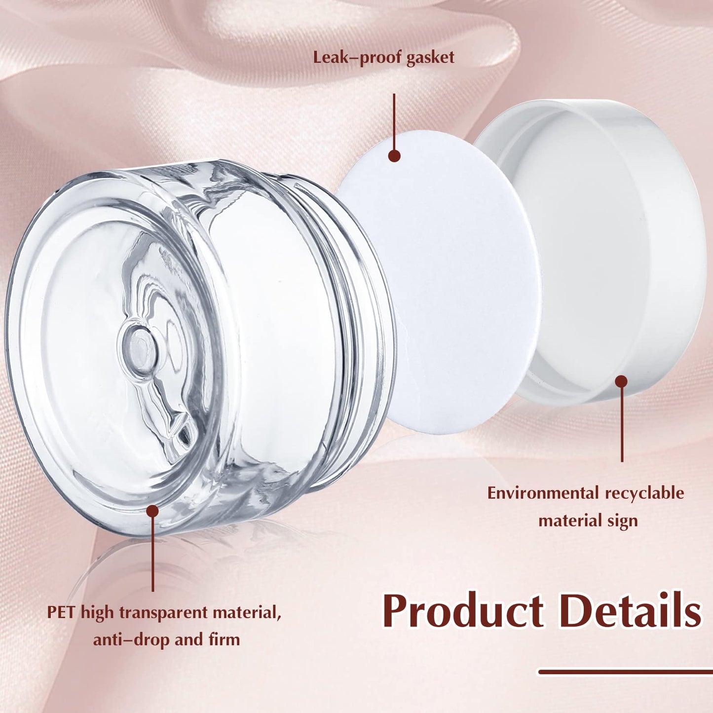 SATINIOR 100 Pcs Plastic Jars with Lids Small Containers Lids Wide Mouth Small Plastic Containers for Lotion Cream Rhinestones Body Butters Travel Storage (2 oz,White)