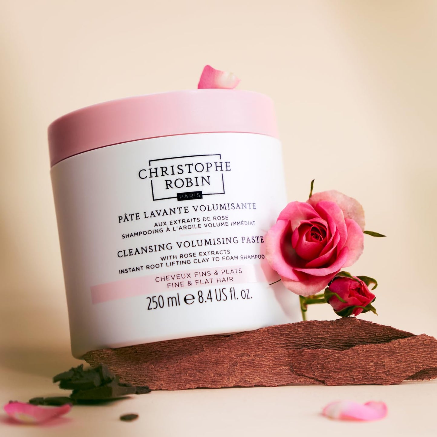 Christophe Robin Cleansing Volumizing Paste Shampoo with Rassoul Clay Rose Extracts Unisex Paste for Fine, Thin, and Flat Hair Color Safe 8.4 fl. oz