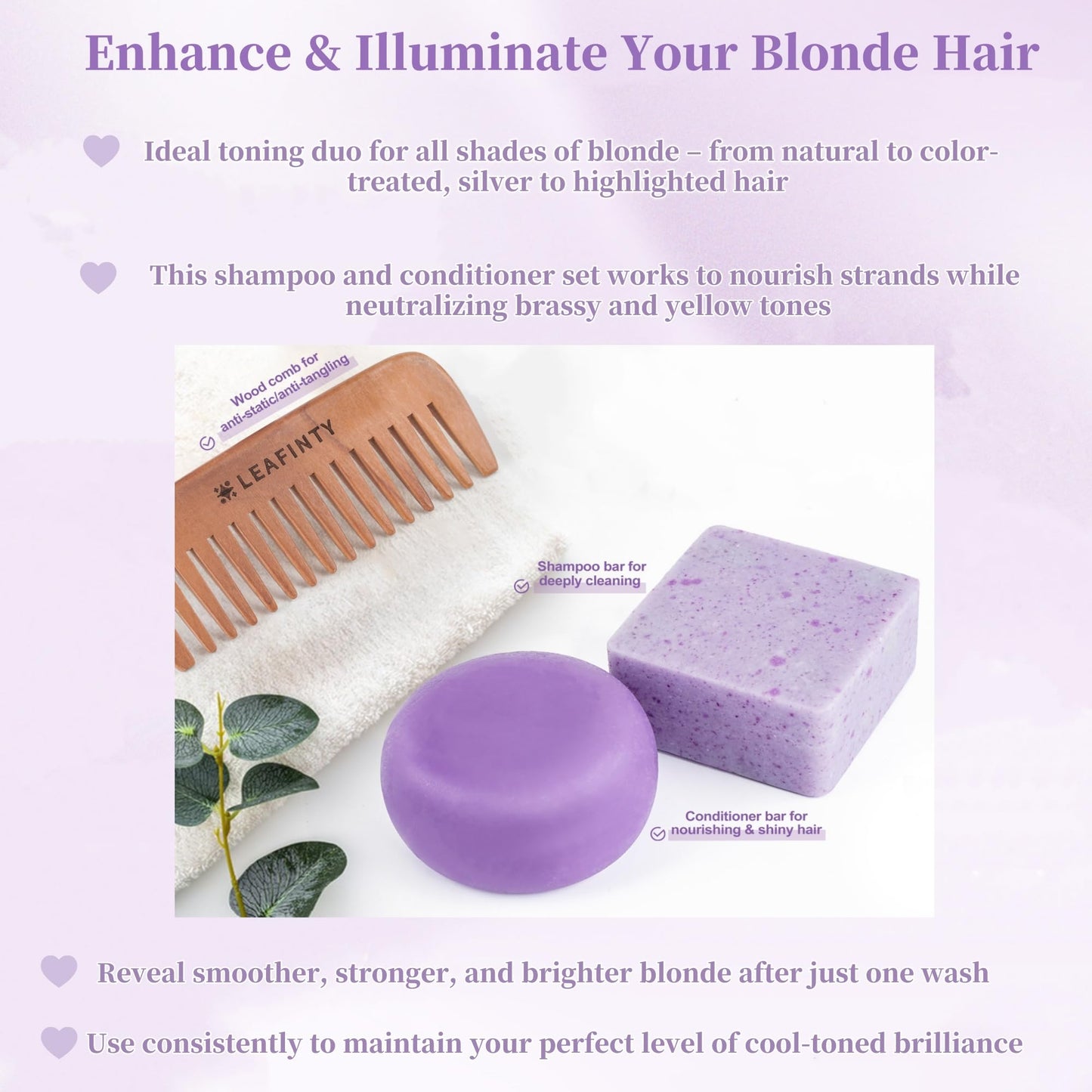 Leafinty Shampoo and Conditioner Set | Bar Shampoo and Conditioner for Blonde Brown and Gray Hair| Vegan & Natural | Shampoo Bar | Shampoo and Conditioner 6.7oz (Sundazed Scent)