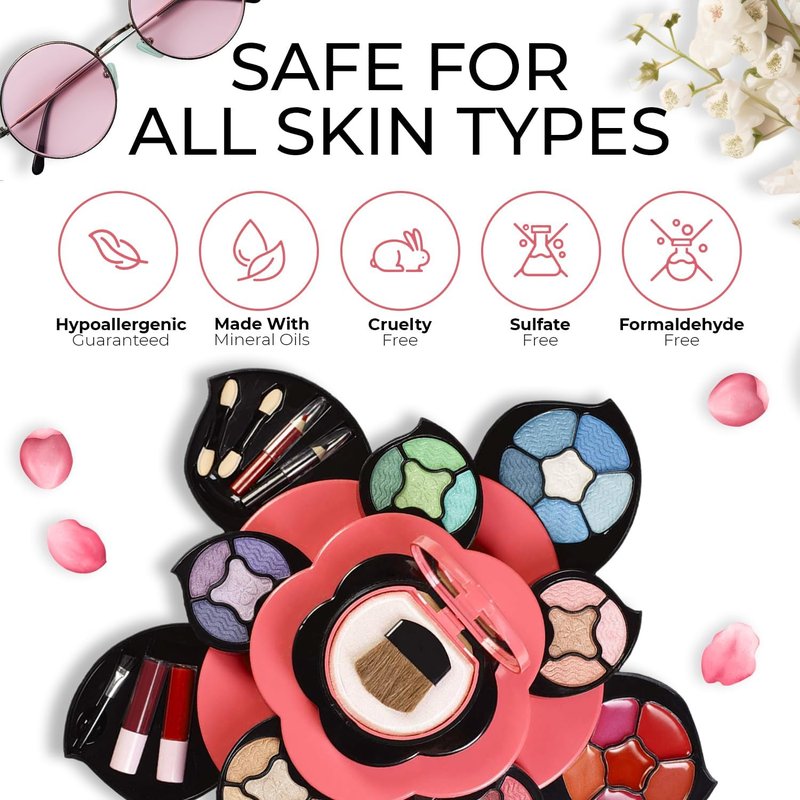Makeup Kit for Teens - Flower Palette Gift Set | 3-Tier Petals, Variety Shades, Perfect for Beginners