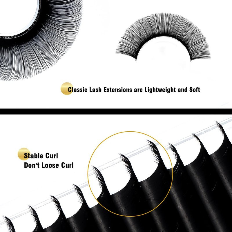 KOLYBEL Classic Lash Extensions | Premium Silk Eyelash Extensions 0.05 C/D/DD J/B/L Curl 13-20mm Mixed Trays