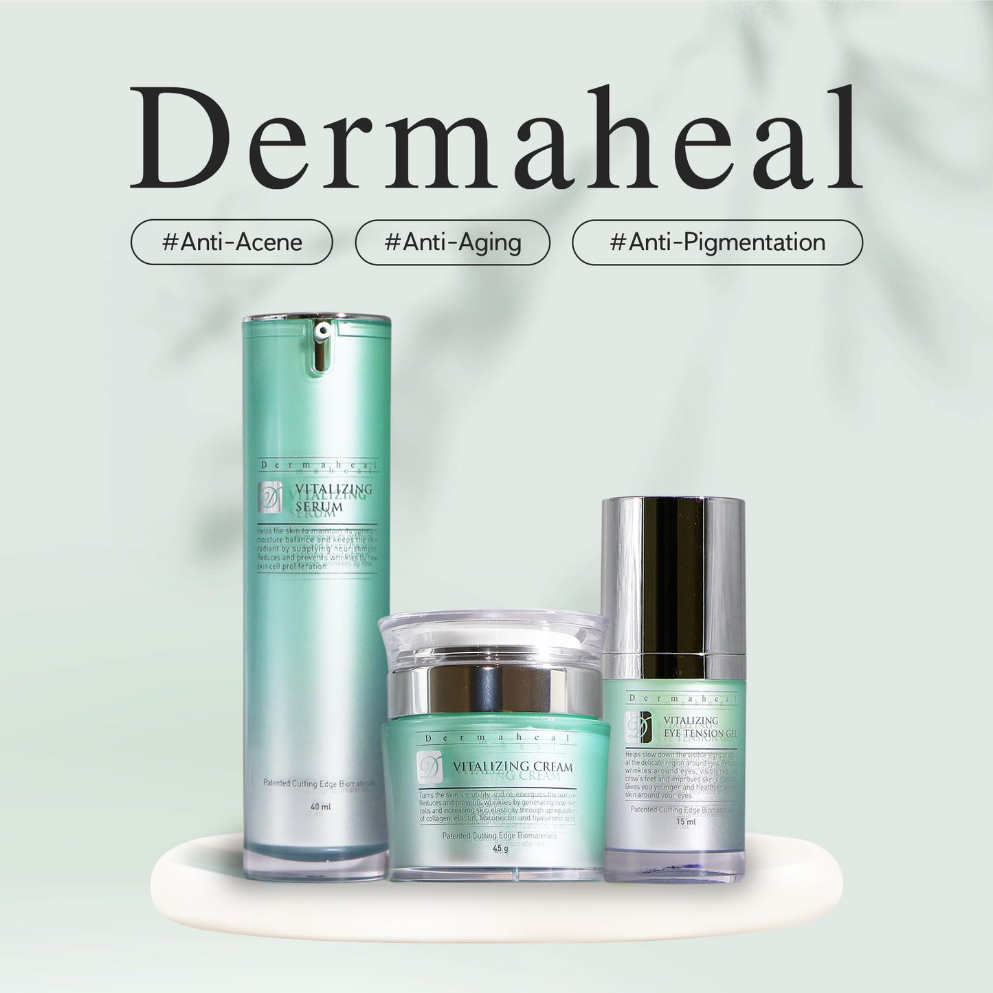 Dermaheal Vitalizing Serum Anti Aging Face Care with Biomimetic Peptides for Wrinkle Reduction and Skin Nutrient Supply 1.35 fl oz