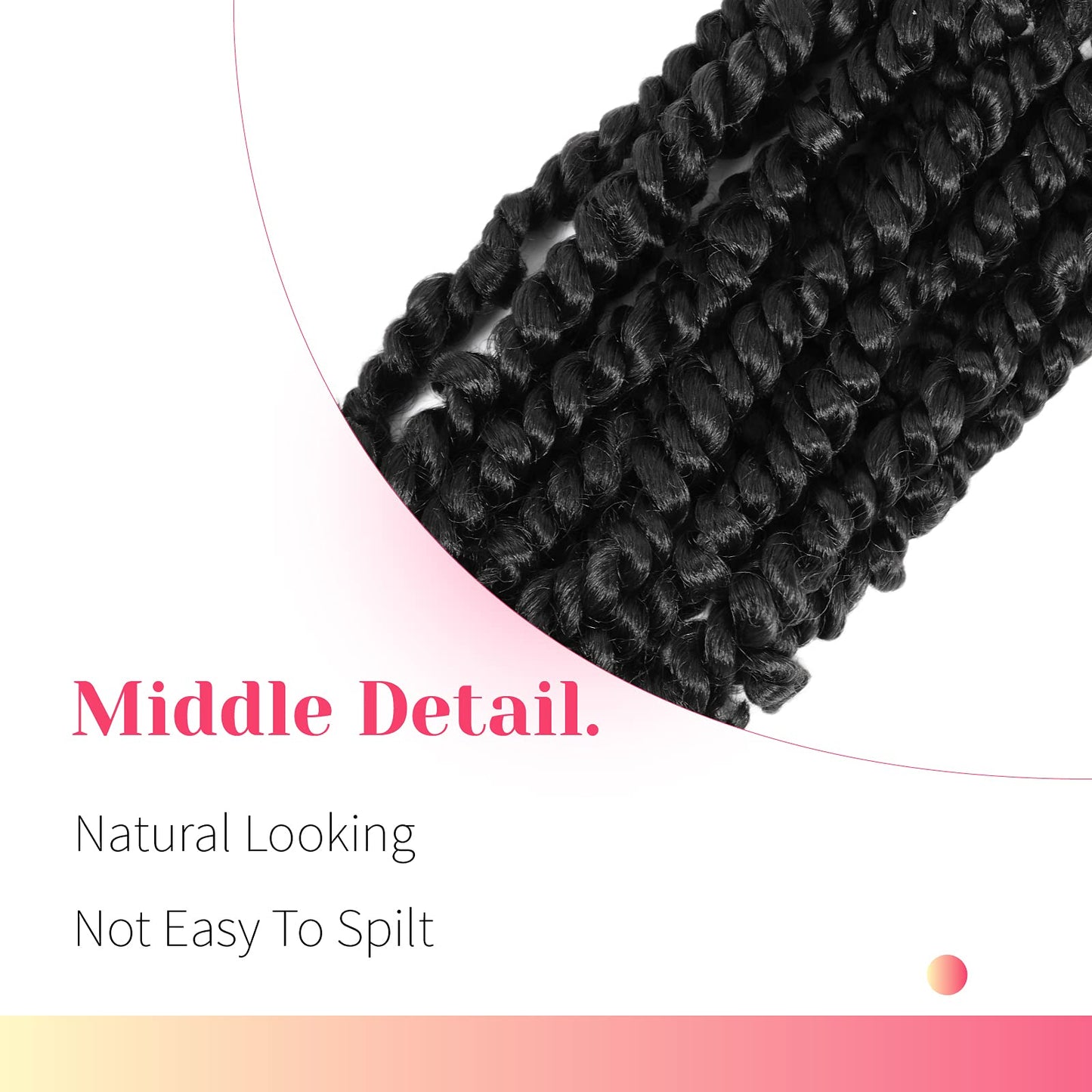 BOHOBABE Passion Twist Crochet Hair 24 Inch for Black Women, Pre-twisted,2#