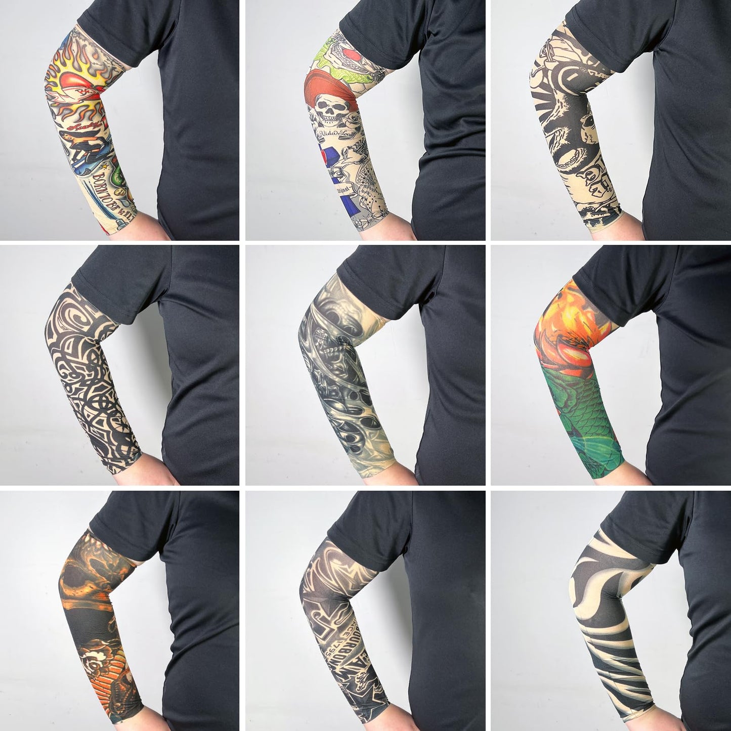 Tatoo Sleeves Men, Women, and Kids – Fake Temporary Tattoo Sleeve for Outdoor Sports, Hallowwen Costumes