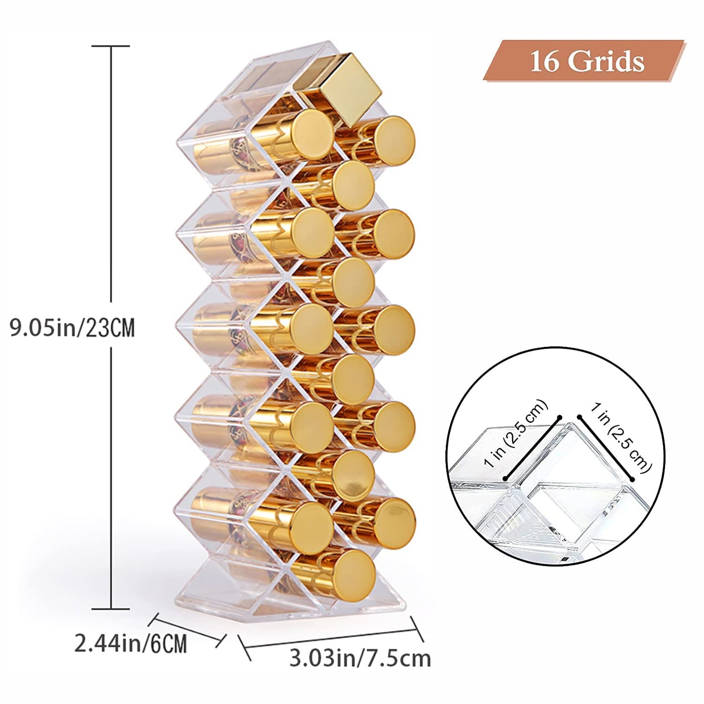 YIEZI Lipstick Holder Organizer 48 Spaces Acrylic Stackable Fish Shape Lipstick Tower, Lip Gloss Storage Stand, Perfect for Lipgloss Organizers Makeup Vanity Display, Clear (3 Pack)