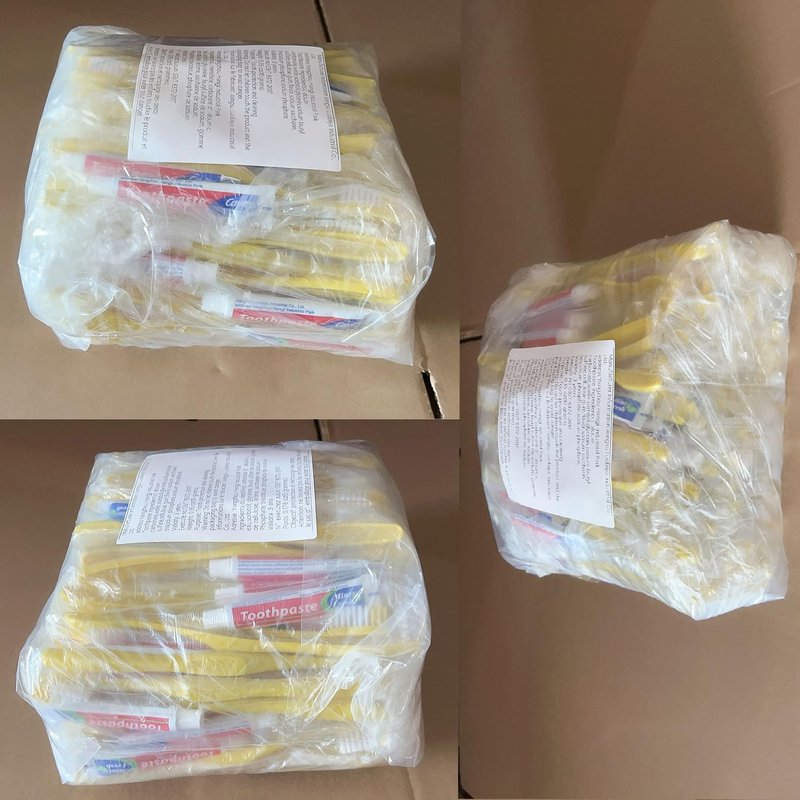 Disposable Toothbrushes with Toothpaste - Bulk Pack of 100 | Individually Wrapped Travel Kits for Hotels & Charities