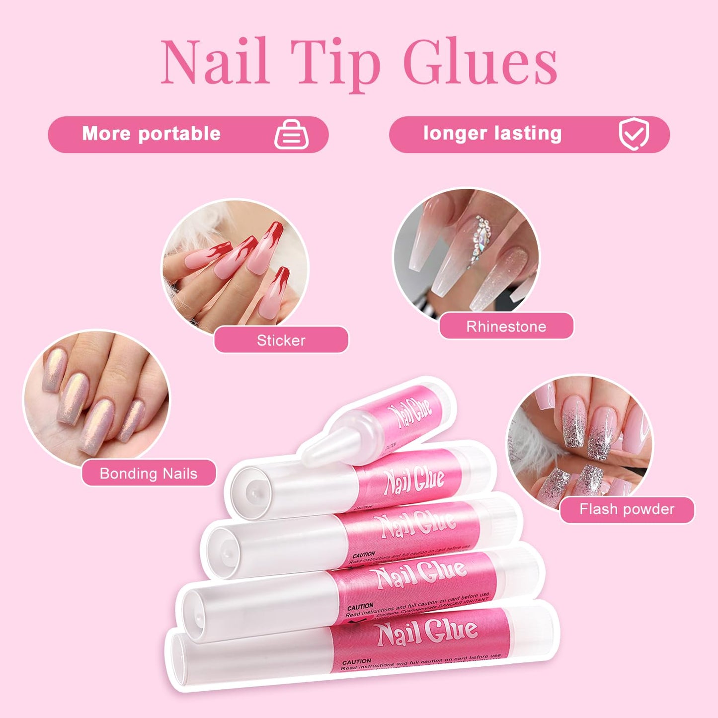 Coffin Nail Tips Set - 500 Pcs Clear Acrylic Tips with Glue, Clipper, Files & Cuticle Pusher | Perfect for Salons & DIY
