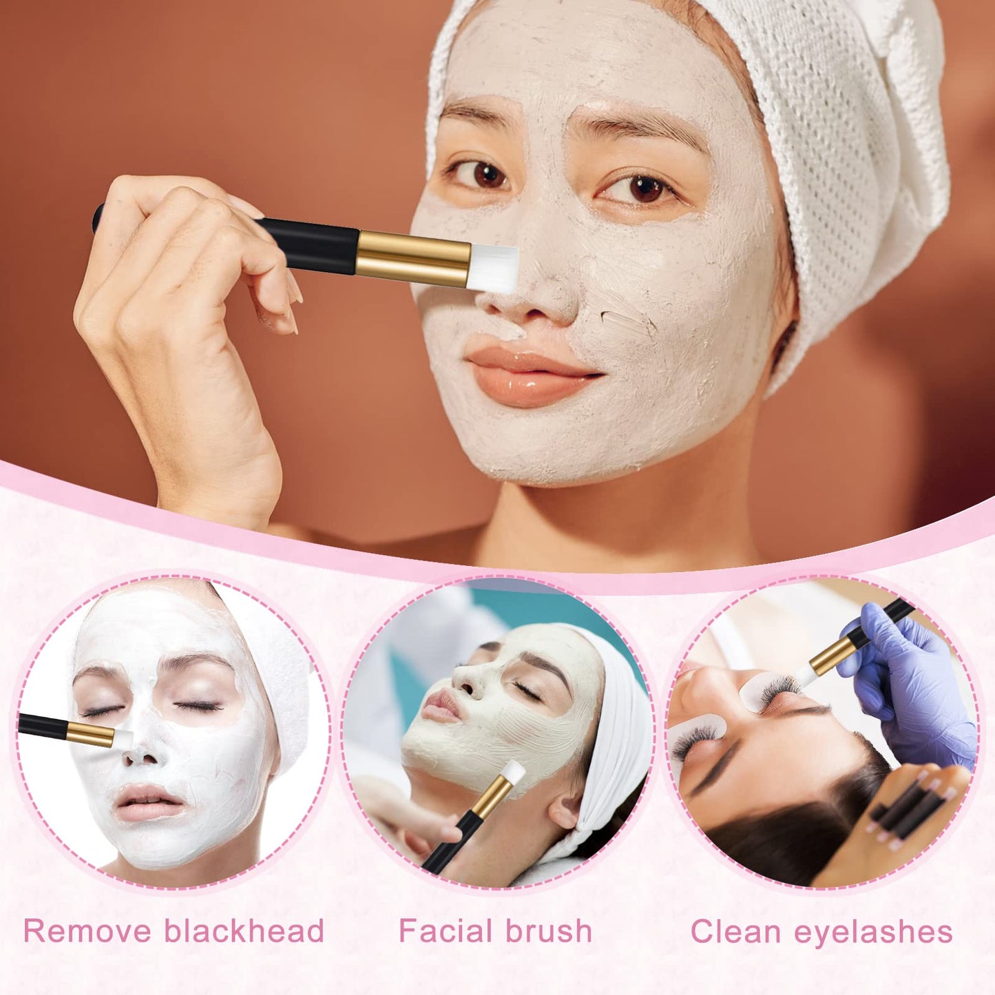 60PCS Lash Shampoo Bottles and Brushes Set, 10pcs Foam Pump Dispenser, Lash Cleaning Brush, Eyelash Extension Tube Brush, Instructions Cards, Bags, Lash Shampoo Stickers for Lash Business (B-black)