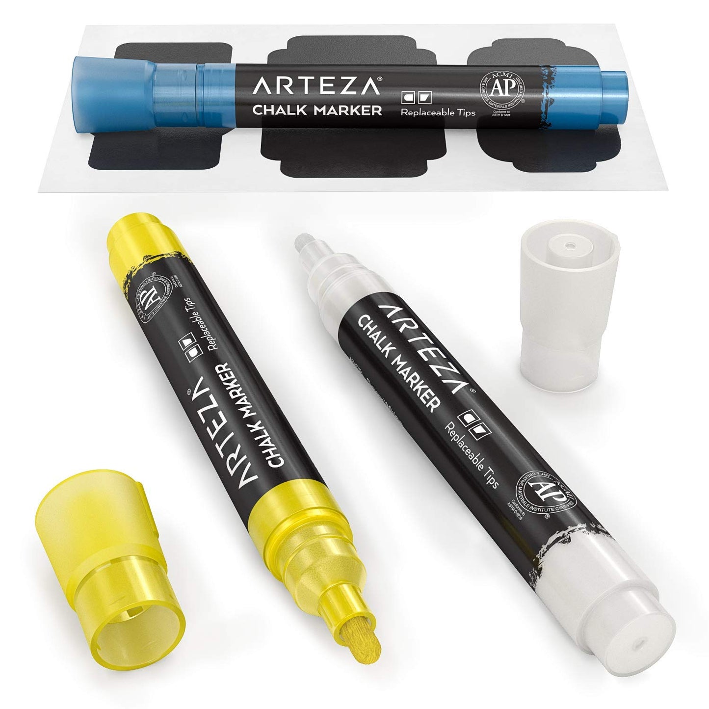 Arteza 150 Chalkboard Labels + 3 Colored Chalk Markers - Removable Chalk Labels for Jars - Waterproof Mason Jar Stickers