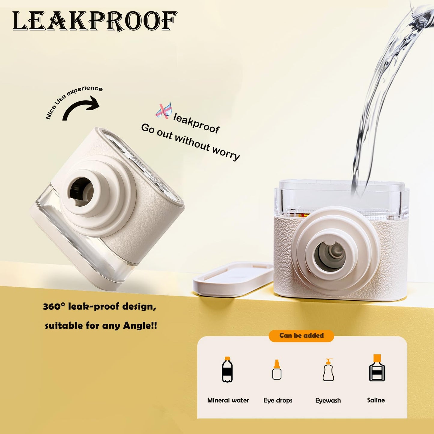 Johncase Relief Dry Eyes Spray Eye Heated Nano Mist Sprayer Portable Warm Compress Eyes Mister for Eyelid,Eye Skin SPA Eye Steam and Stye Mini Eye Drops Tool