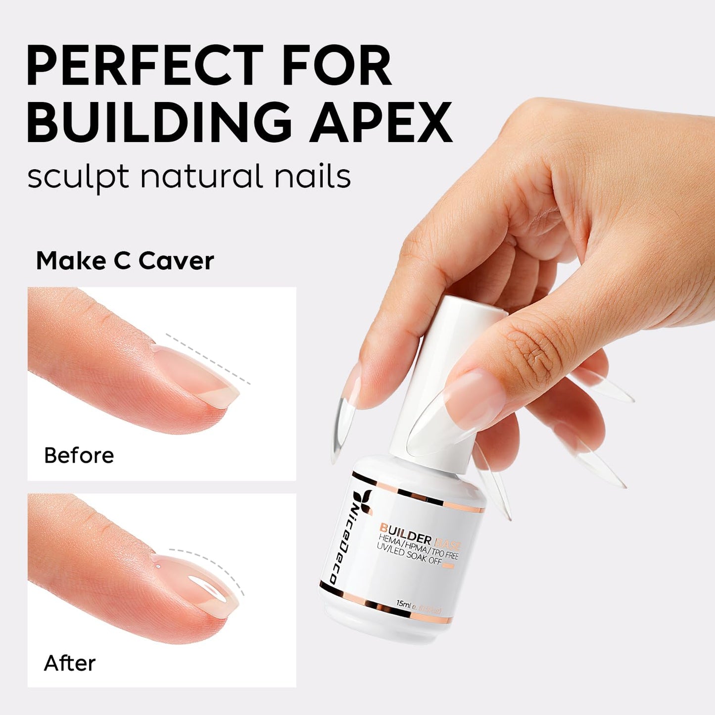 Builder Nail Gel - 7 in 1 Clear Base Gel & Rubber Polish Set | 15ML, 6 Pcs