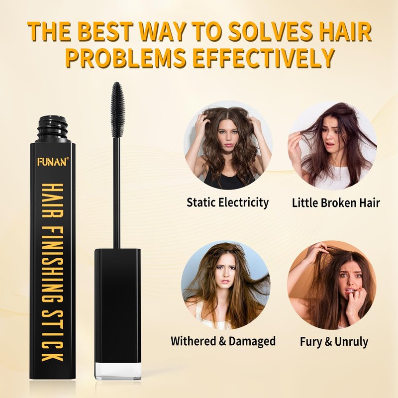 Hair Finishing Stick - Flyaway Control Cream for Small Broken Hairs - Non-Greasy & Non-Sticky | Black (Pack of 4)