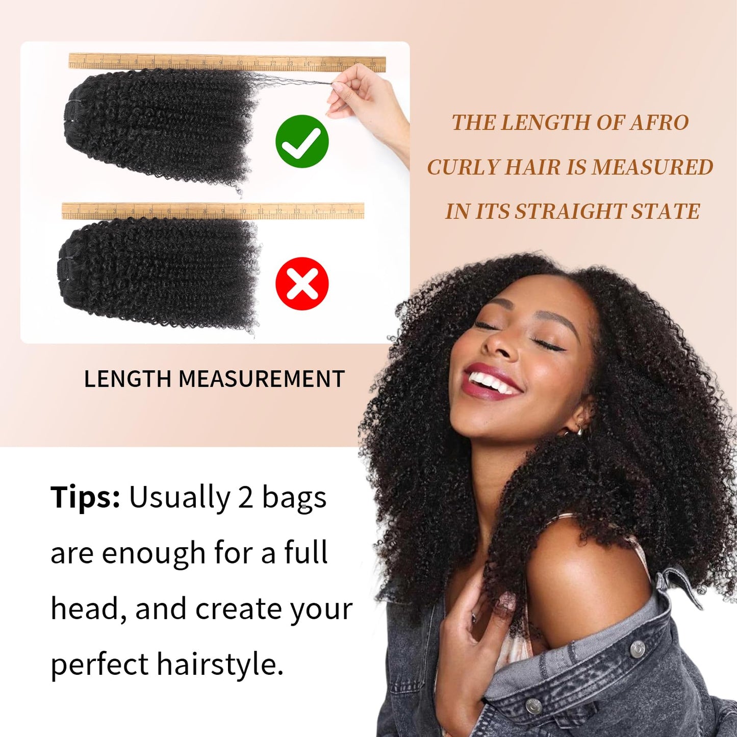 Afro Kinky Curly Clip Ins Human Hair 4C Hair Clip in Extensions Real Natural Human Hair for Black Women 8 pecs with 20 Clips 120g Natural Black Color 10 Inch