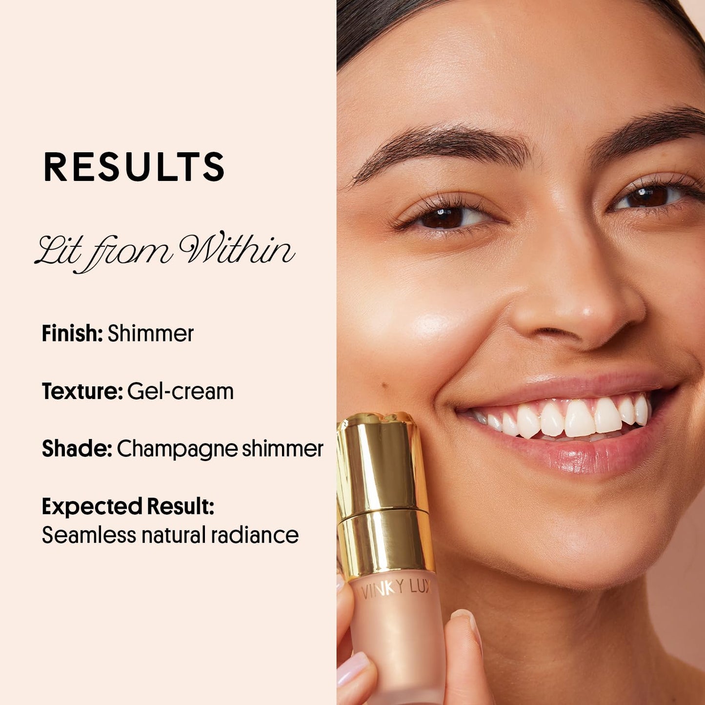 Winky Lux Cheeky Rose Liquid Highlighter - Gel Cream, Blendable & Buildable Pigment, Long Lasting Weightless Dewy Finish, Champagne, Moonlight