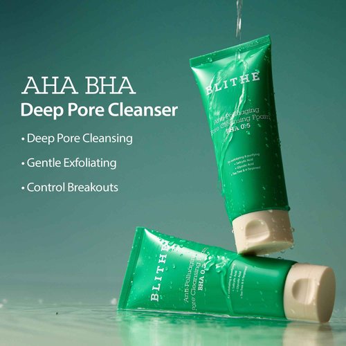 BLITHE AHA BHA Cleanser - Deep Pore Cleanser and Pore Minimizer, Exfoliant for Face, For Clogged Pores, 5.07 Fl Oz