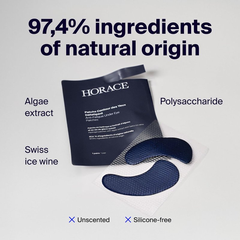 Horace Anti-Fatigue Under-Eye Patches for Men | Dark Circle & Puffiness Relief - Moisturizing Hydrogel, Unscented, 5 Pairs