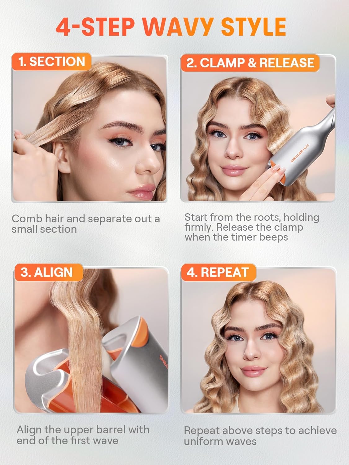 Hair Beach Babe Waver - 2 Barrel Crimper with Smart Timer & Adjustable Temps | Dual Voltage, Anti-Scald Design