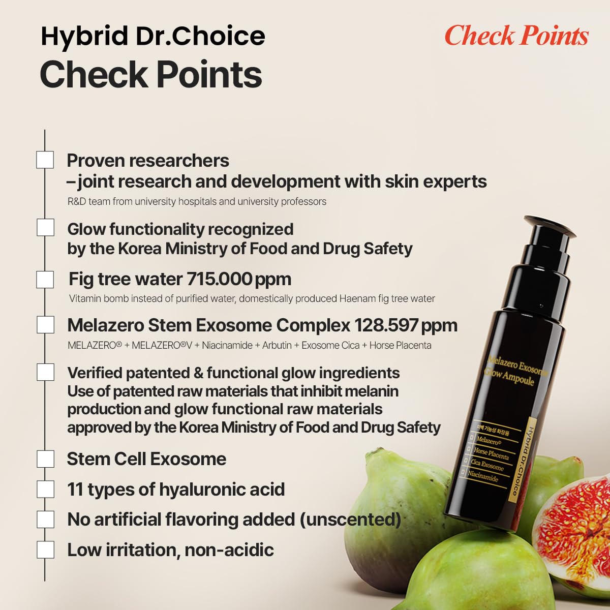 Hybrid Dr.Choice Melazero Exosome Glow Ampoule 40ml - Melanin pigmentation freckles toning Glow functional patented Melazero V2 arbutin niacin exosome placenta