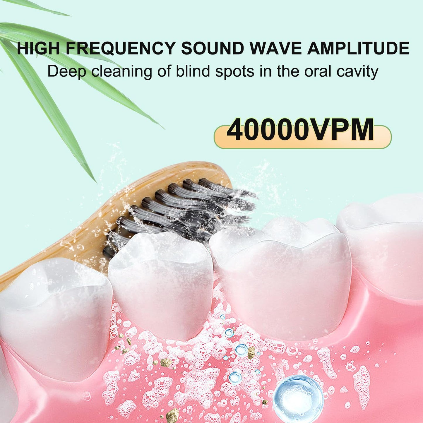 MgcSto Sonic Bamboo Electric Toothbrush for Adults - Rechargeable Electric Toothbrush -4 Pack Bamboo Repalcement Brush Heads| 5 Cleaning Modes Long-Lasting Battery