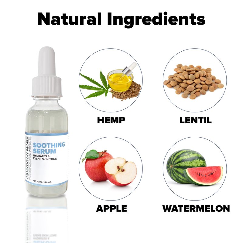American Made Skincare Soothing Face Serum - Reduce Wrinkles, Fine Lines, Age Spots - Gentle Skin Care Solution