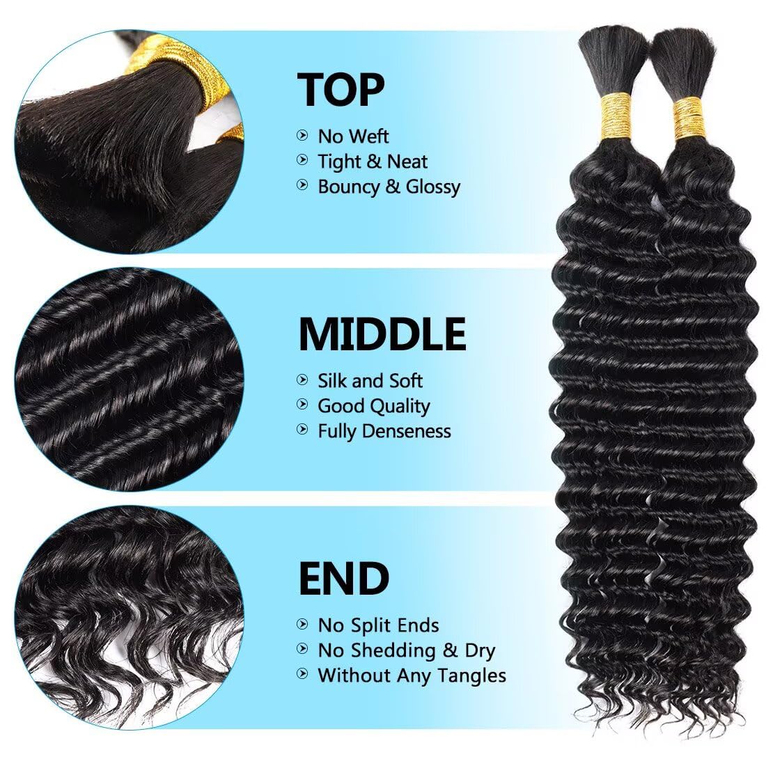 100g 3 bundles 99j Red Burgundy Human Braiding Hair 14 Inch Deep Water Wave Bulk Human Hair for Braiding No Weft 12A Brazilian Virgin Curly Human Hair Extensions for Boho Braids
