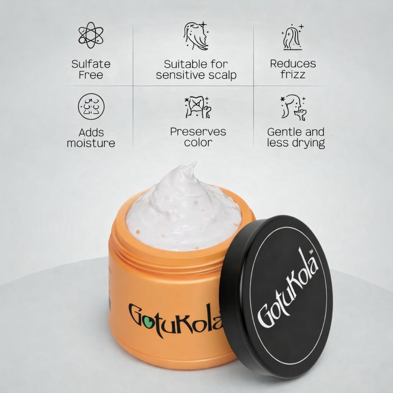 Gotukola Keratin Hair Mask for Dry Damaged Hair – Deep Conditioner Treatment with Coconut Oil, Shea Butter & Herbal Extracts – Sulfate Free, Frizz Control, Color Safe, Hair Repair Mask 500 ml
