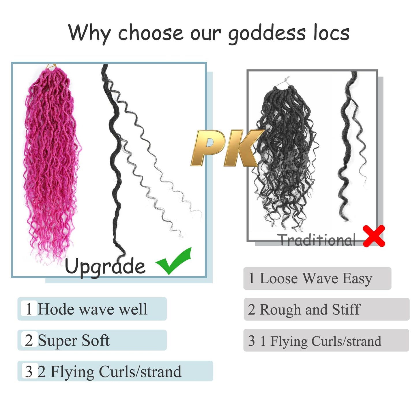 Boho Goddess Locs Crochet Hair18 Inch Boho Hippie Locs Crochet Hair Curly Faux Locs Crochet Hair River Locs For Women (18 Inch (Pack of 9), Rose Pink)