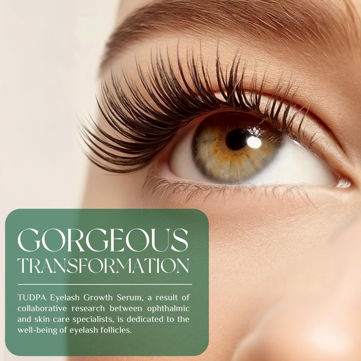 TUDPA Eyelash Growth Serum: Enhances length, density & strength, conditions lashes. Vegan, cruelty-free, gentle for sensitive eyes. 3mL (2-month supply)
