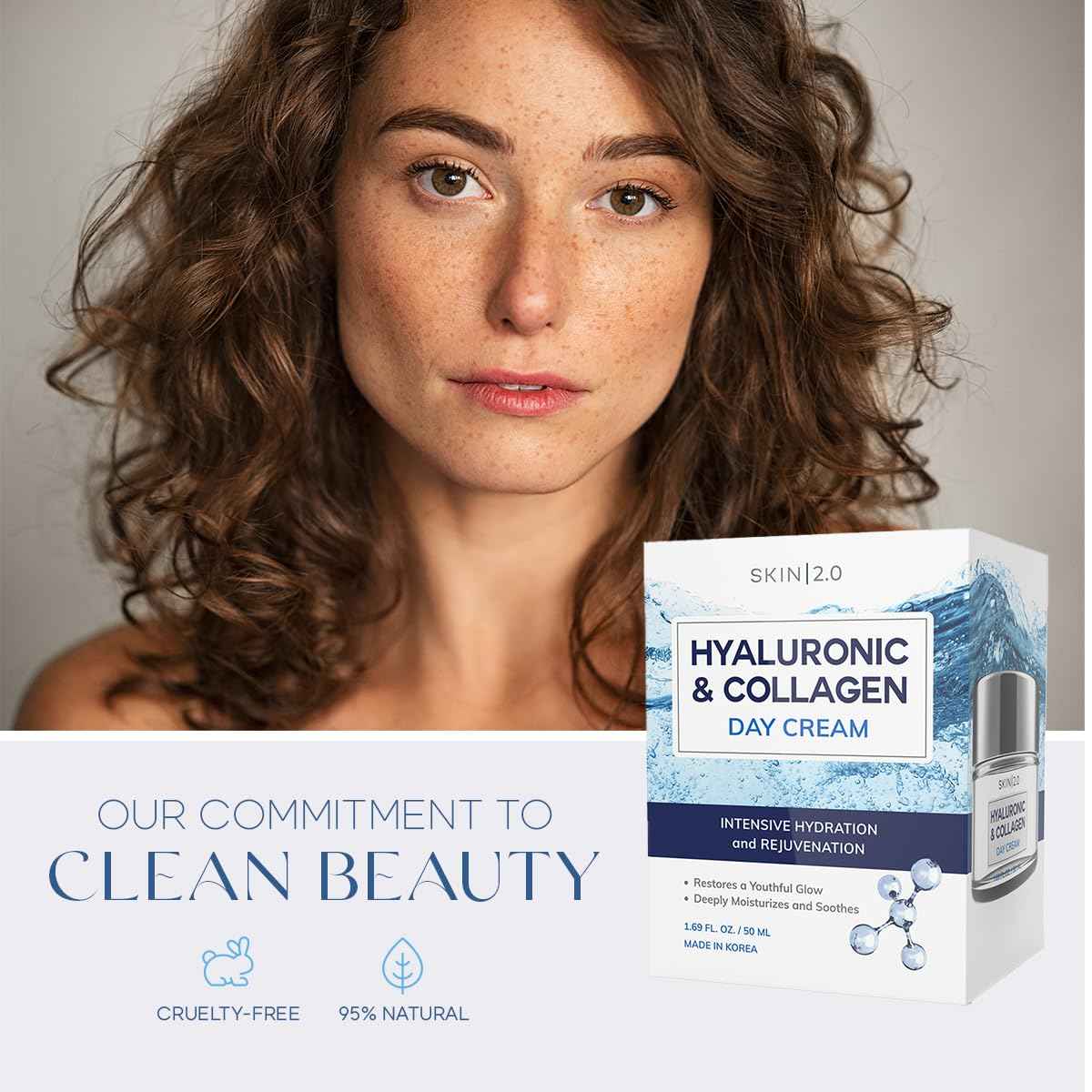 Skin 2.0 Moisturizer Facial Day Cream Moisturizer Value Set - Hyaluronic Acid and Collagen, Vitamin C and Collagen