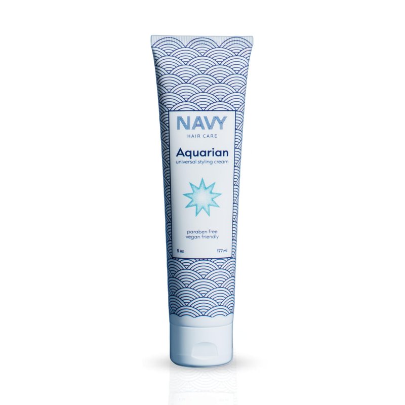 NAVY HAIR CARE Aquarian 3-in-1 Styling Cream | Lightweight Smoothing Leave-In, Heat Protectant & Curl Defining Cream | Anti-Frizz, UV Protection & Shine Boost with Shea Butter & Coconut Oil | 5 oz
