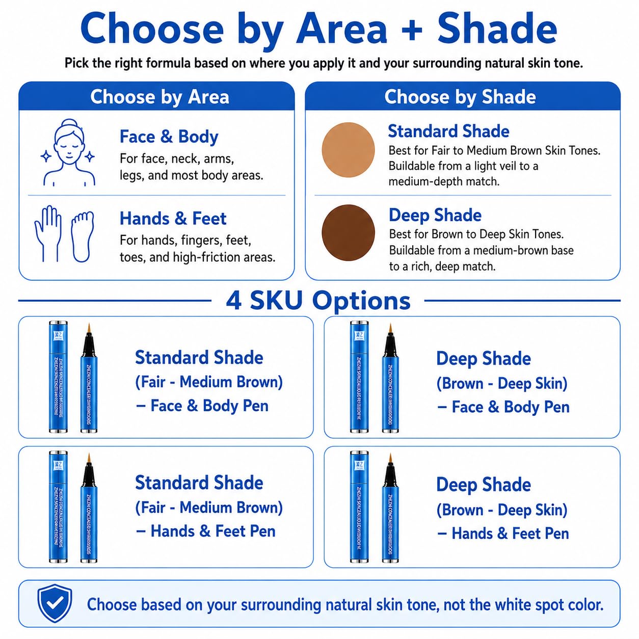 ZHEZHI Vitiligo Concealer Pen – Waterproof Face & Body Coverage for White Spots & Uneven Skin Tone, Long-Lasting & Sweatproof, Light to Medium Skin, 3.5g