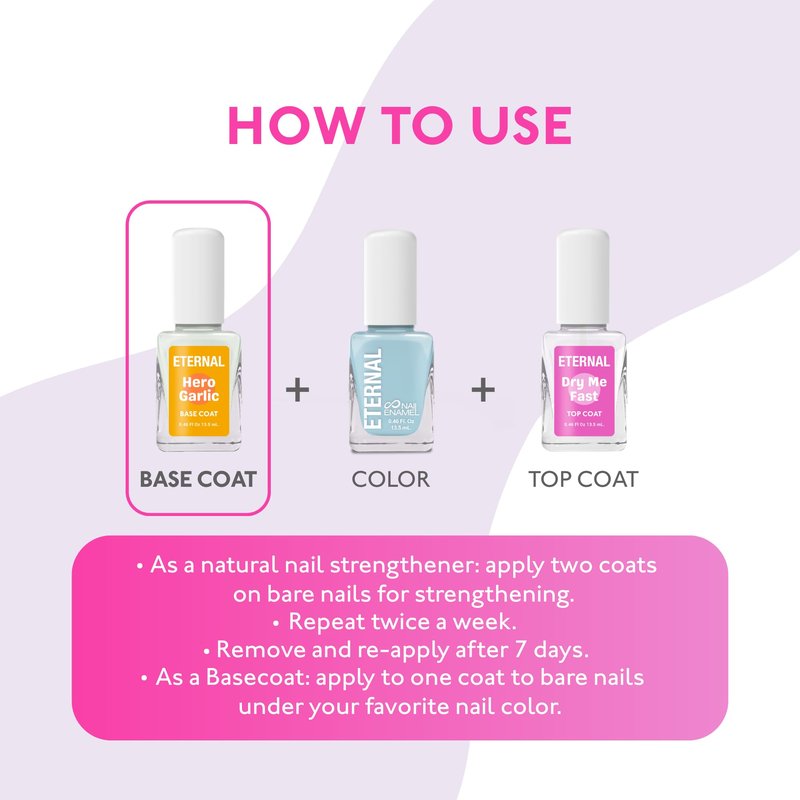 Eternal Hero Garlic Base Coat | Garlic Nail Strengthener Treatment for Weak Brittle Nails, Strengthening Nail Polish Base Coat