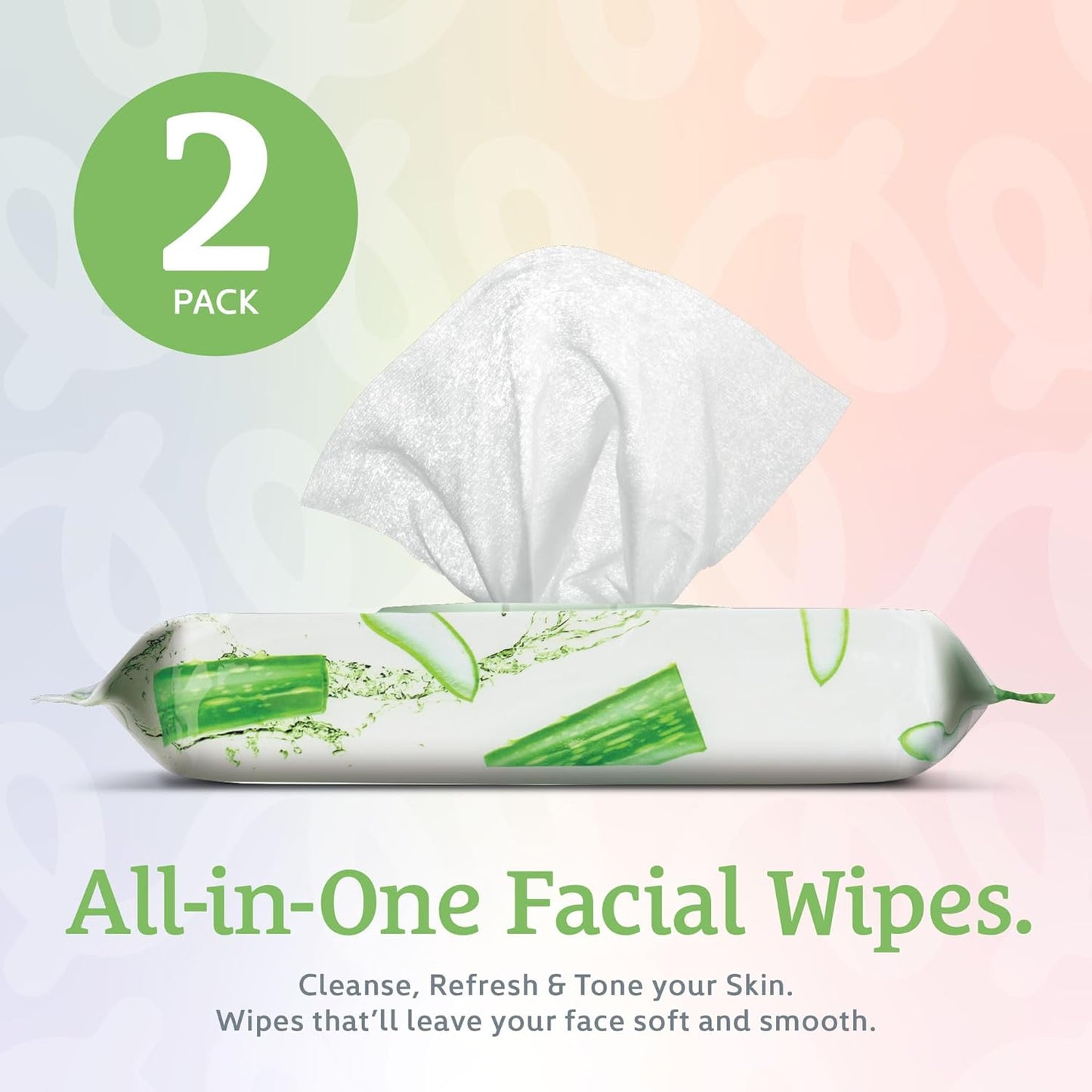 Makeup Cleansing Wipes - Gentle Aloe Vera Face Wipes for All Skin Types | 50 Count Pack of 2